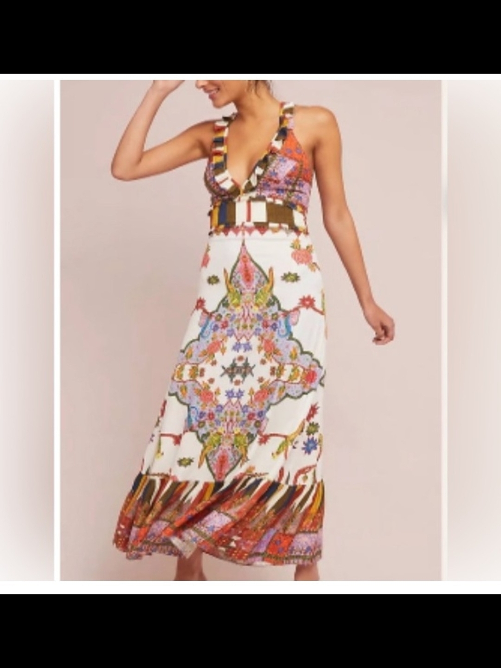 Anthropologie Cleobella Arcades Multicolor Cross-back Midi Dress Size S